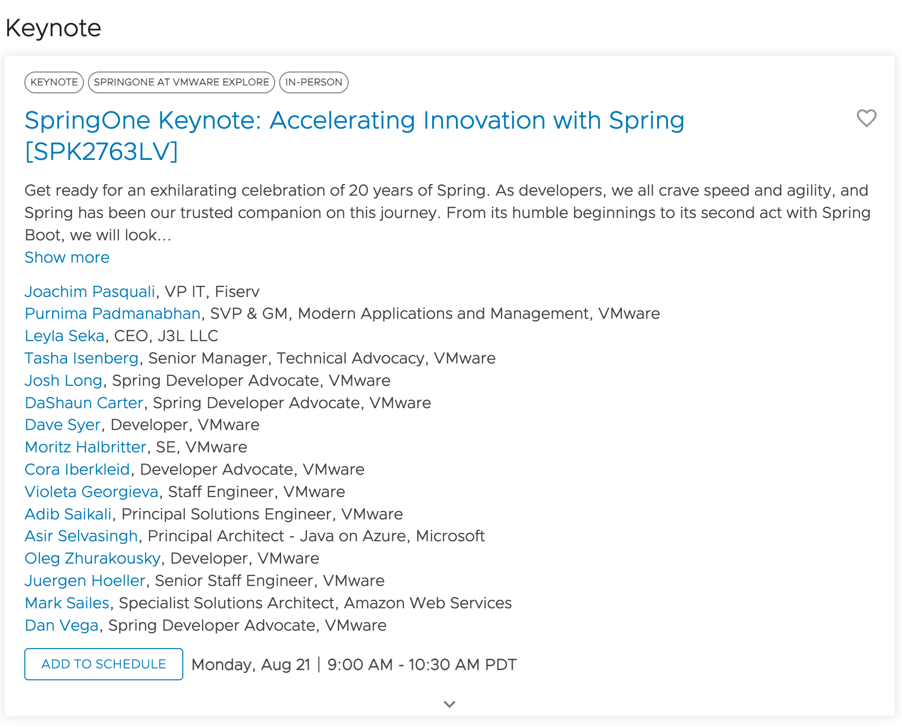 SpringOne Keynote